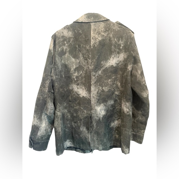 John Varvatos Men’s Military Field Jacket Linen Cotton Gray Acid Wash Size 50 L - Picture 4 of 8